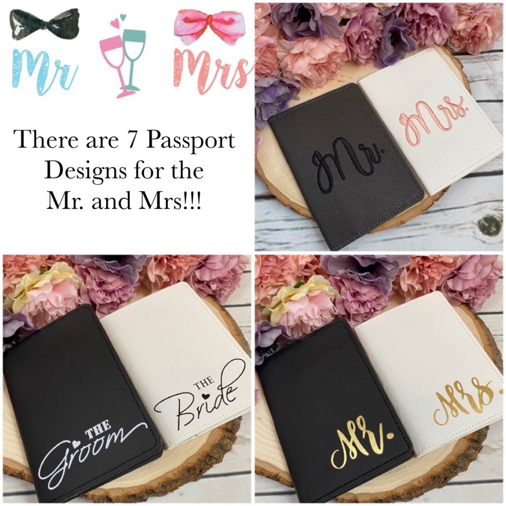 Mr & Mrs Vegan Leather Airplane Passport Cover Holder Case - Picture 13 of 15